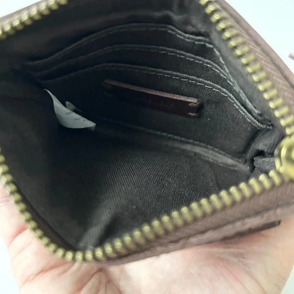 Madewell The Small Travel Leather Zip Pouch Card Case Wallet Dark Brown Cabernet